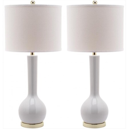 Safavieh Mae Long Neck Ceramic Table Lamp- White, 2PK LIT4091A-SET2